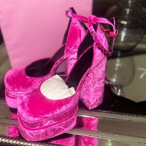 Versace crushed velvet Platform heels
